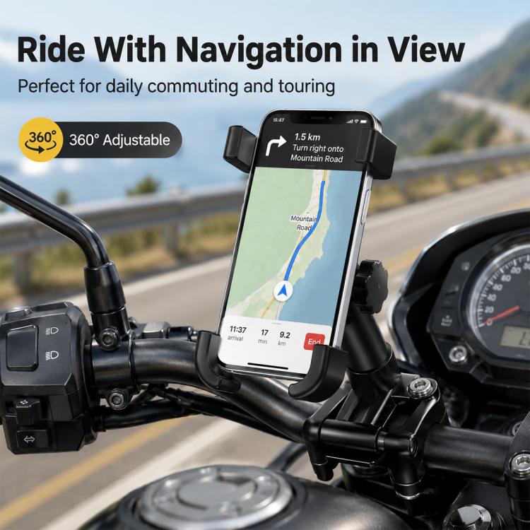Motorcycle Handlebar Aluminum Alloy Phone Bracket, Suitable for 60-100mm Device, Handlebar Bracket for 60-100mm