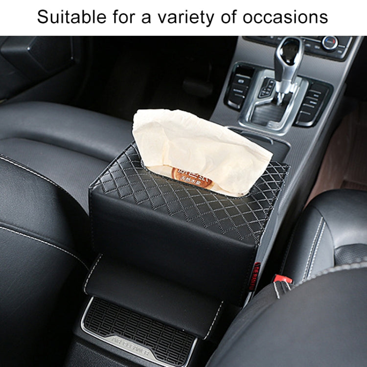 DERANFU Multi-function Car Backseat Hanger Armrest Box Leather Towel Box(Beige)