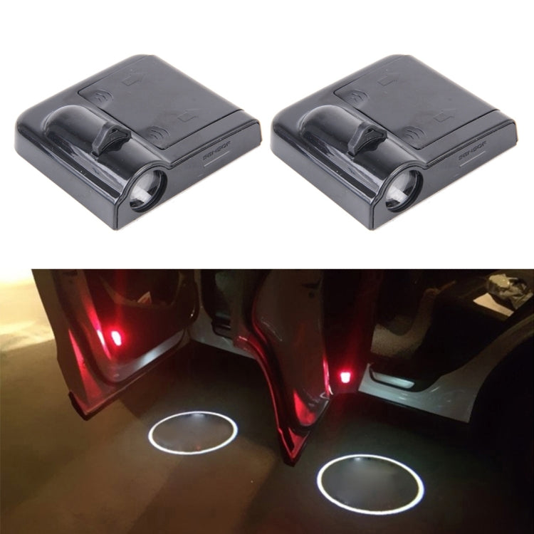 2 PCS LED Ghost Shadow Light, Car Door LED Laser Welcome Decorative Light, Display Logo for Audi Car Brand(Black)