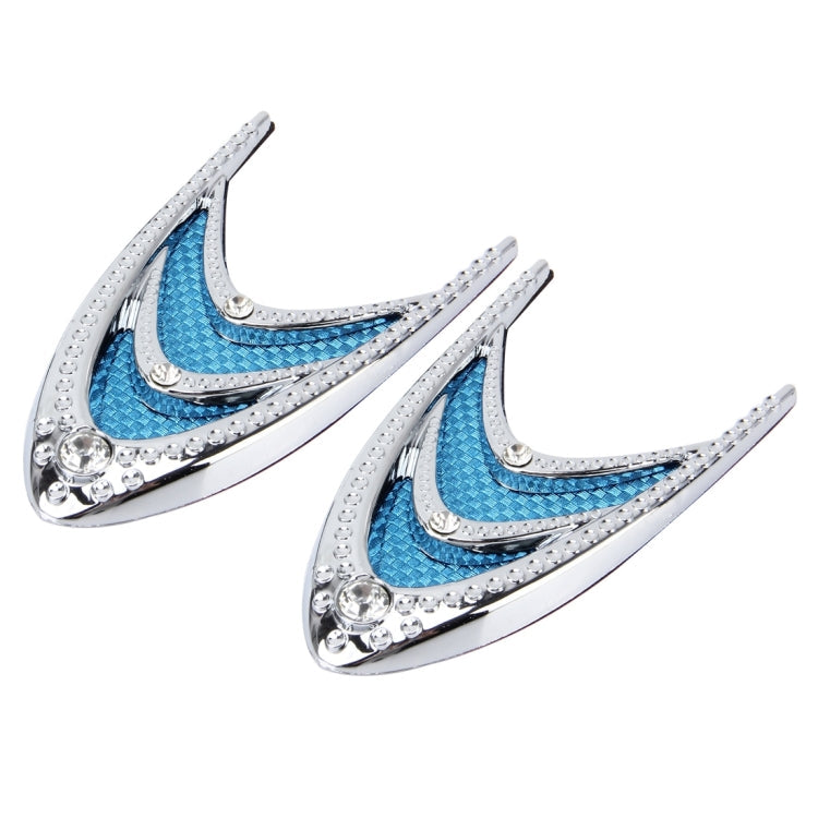 2 PCS Car Plastic Decorative Sticker, Size: 10.0 x 5.0cm(Silver + Blue), JM-625