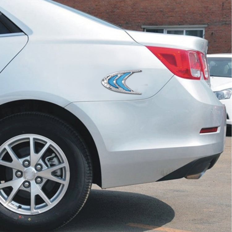 2 PCS Car Plastic Decorative Sticker, Size: 10.0 x 5.0cm(Silver + Blue), JM-625