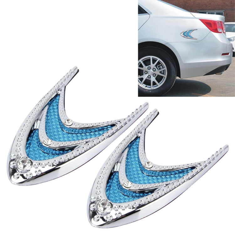 2 PCS Car Plastic Decorative Sticker, Size: 10.0 x 5.0cm(Silver + Blue), JM-625