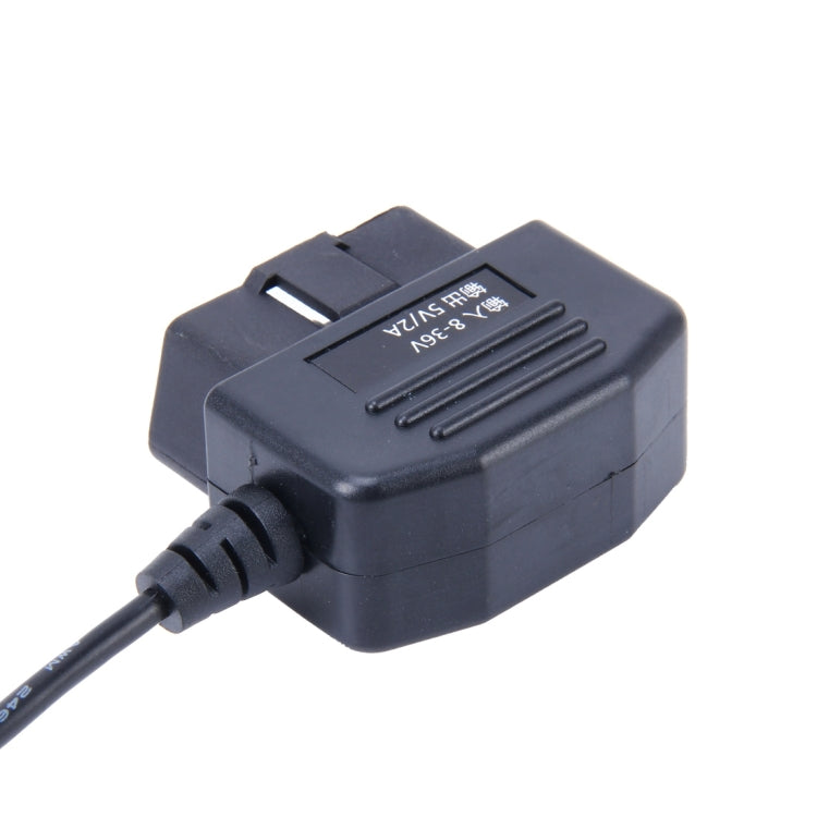 Car Auto 16Pin OBDII Charging Cable Mini 5 Pin USB Power Adapter with Switch Button for GPS Tablet E-dog Phone, Cable Length: 3.4m