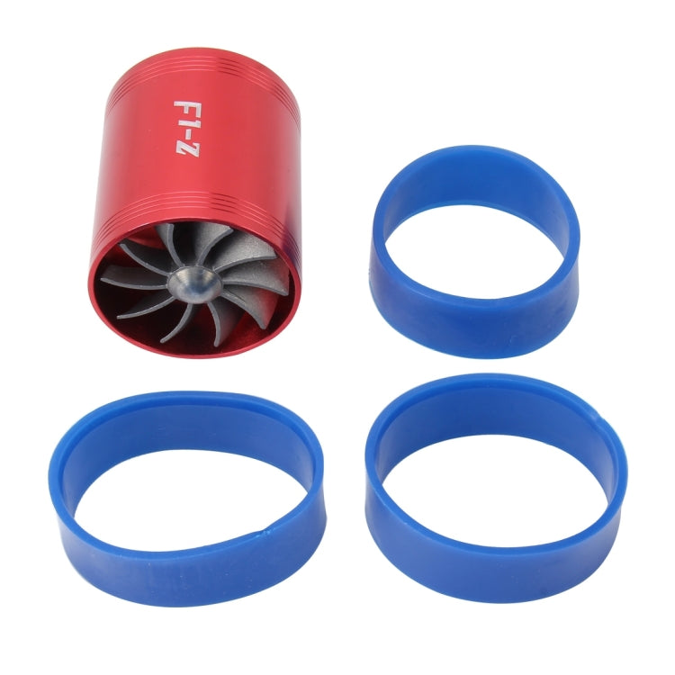 F1-Z Car Stainless Universal Supercharger Dual Double Turbine Air Intake Fuel Saver Turbo Turboing Charger Fan Set kit, Double Side(Blue), Double Side(Black), Double Side(Red), Double Side(Silver)