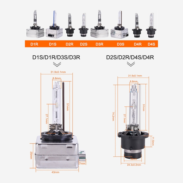 2 PCS D2S 35W 3800 LM 4300K HID Bulbs Xenon Lights Lamps, DC 12V, D2S