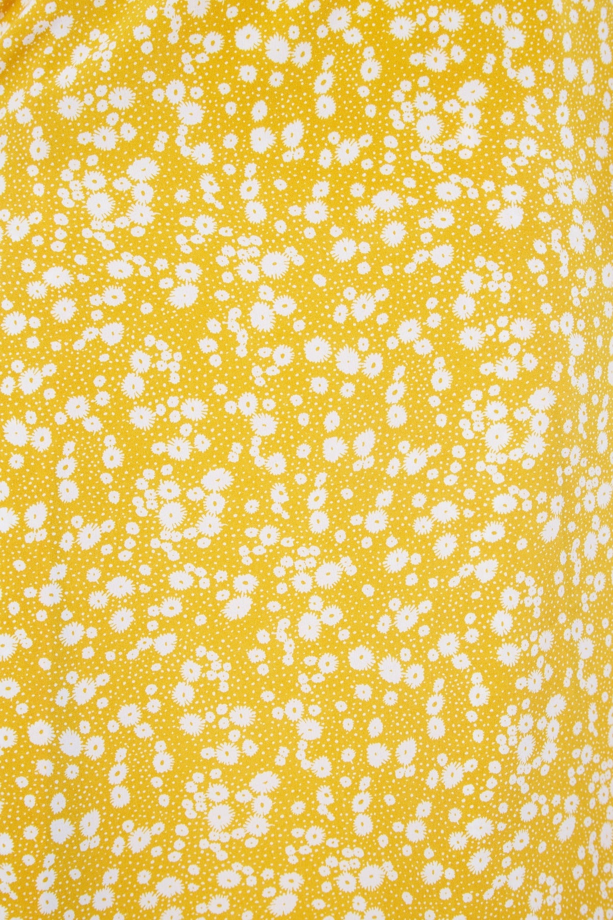 Corina Flower Dot Print Midi Tea Dress - Mustard