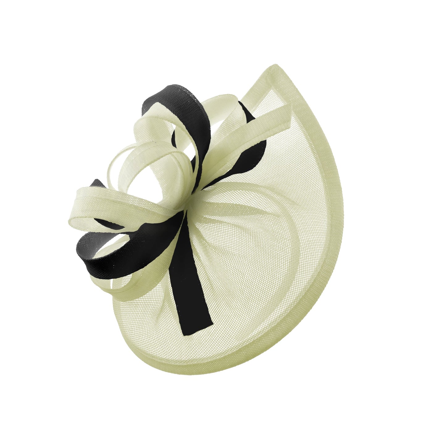 Caprilite Vegan MoonMix Hoop Fascinator Hat on Headband Wedding Ascot Races Bespoke Sinamay Disc - Cream Black