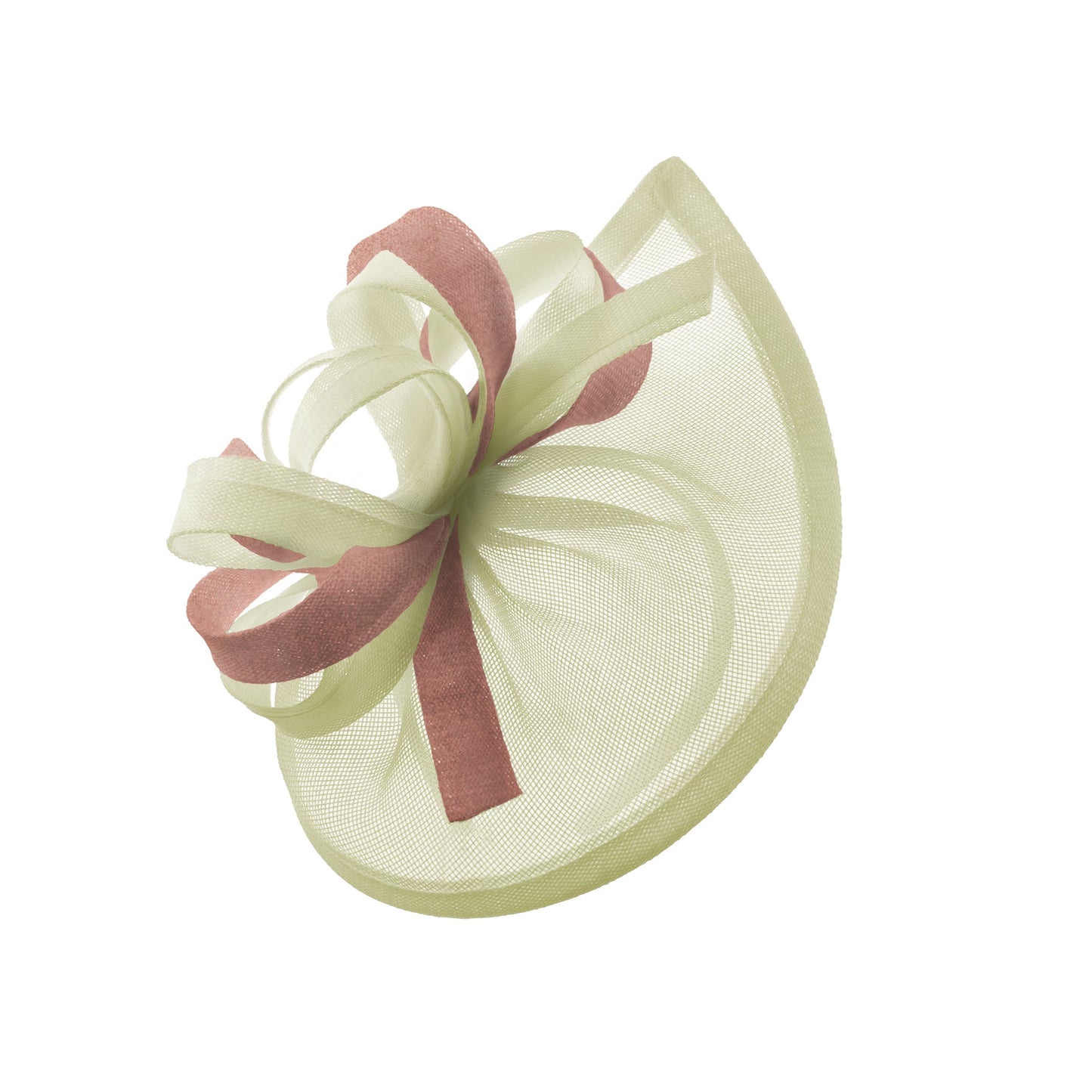 Caprilite Vegan MoonMix Hoop Fascinator Hat on Headband Wedding Ascot Races Bespoke Sinamay Disc - Cream Dusty Pink