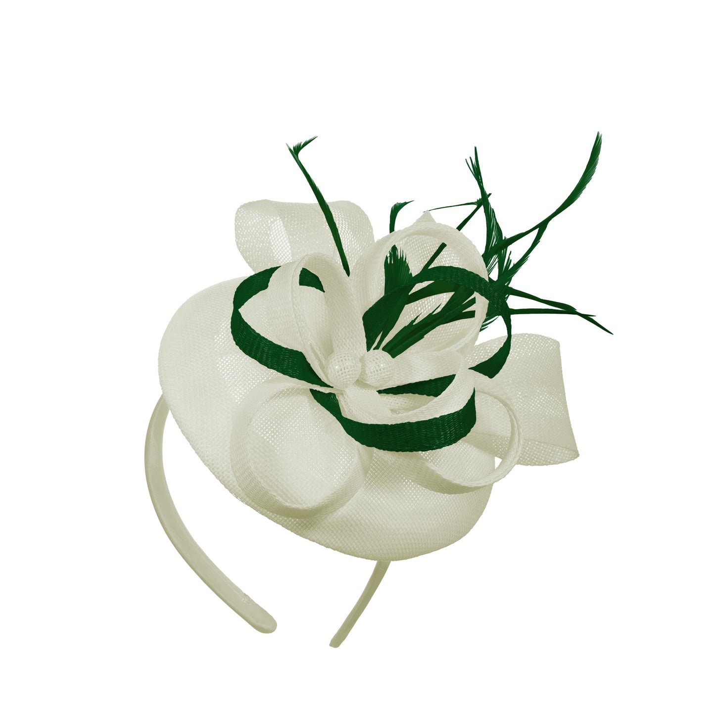Cream Green Mix Round Pillbox Bow Sinamay Headband Fascinator Weddings Ascot Hatinator Races