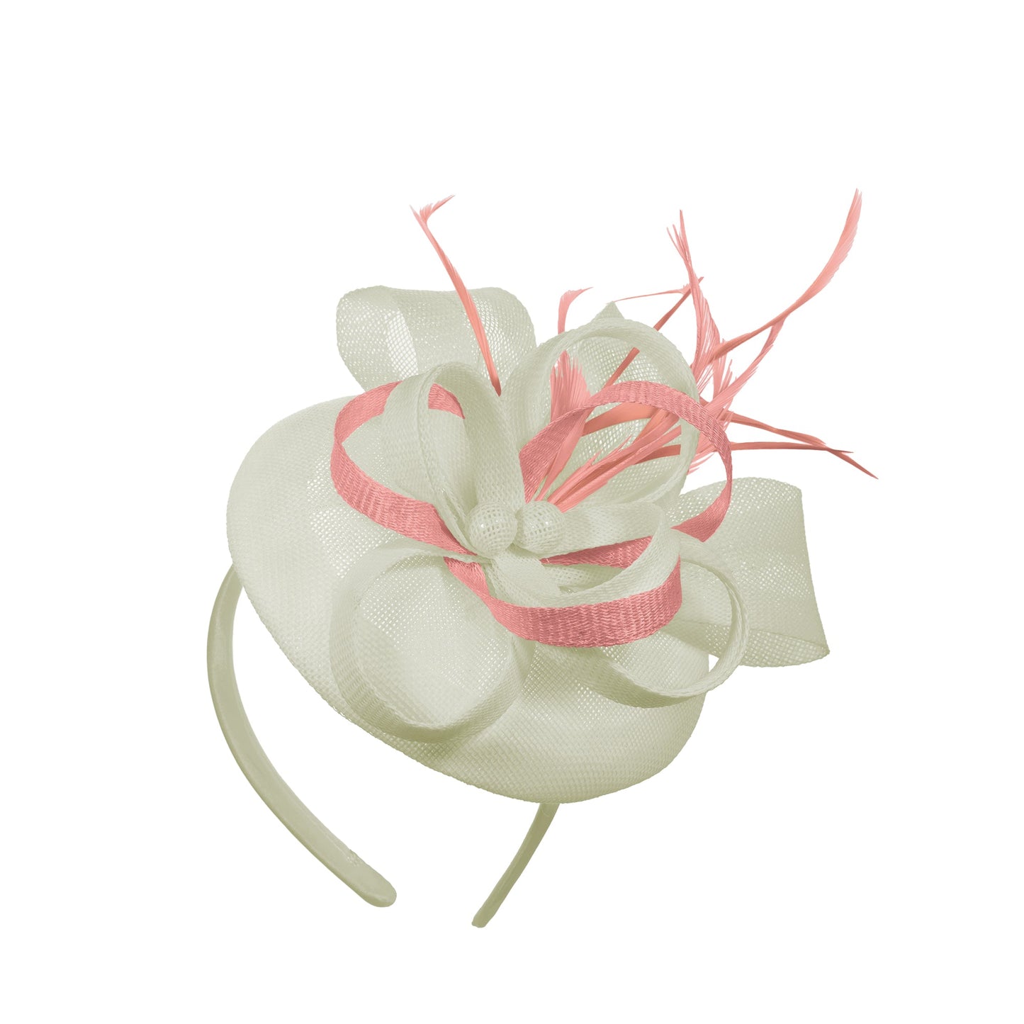 Cream Peach Mix Round Pillbox Bow Sinamay Headband Fascinator Weddings Ascot Hatinator Races