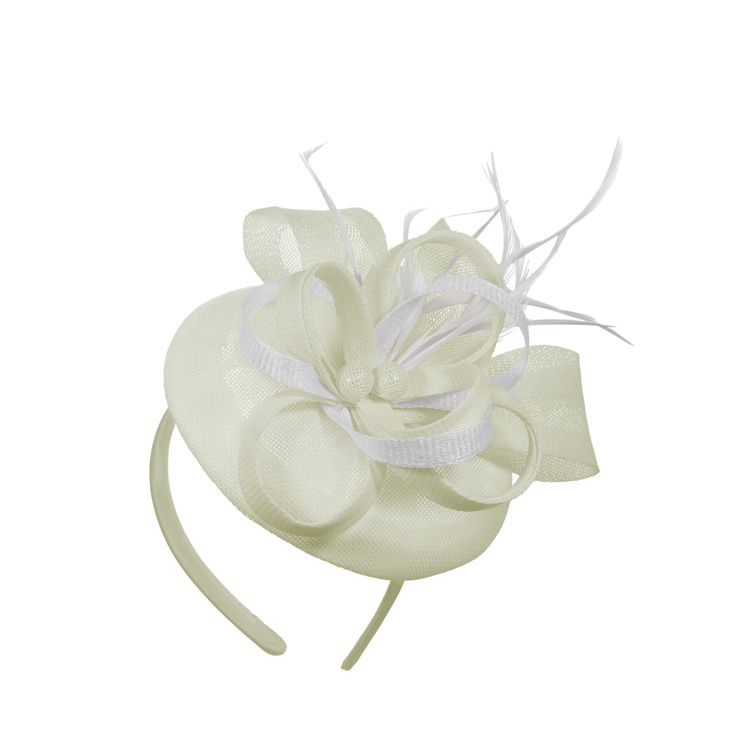 Cream white Mix Round Pillbox Bow Sinamay Headband Fascinator Weddings Ascot Hatinator Races