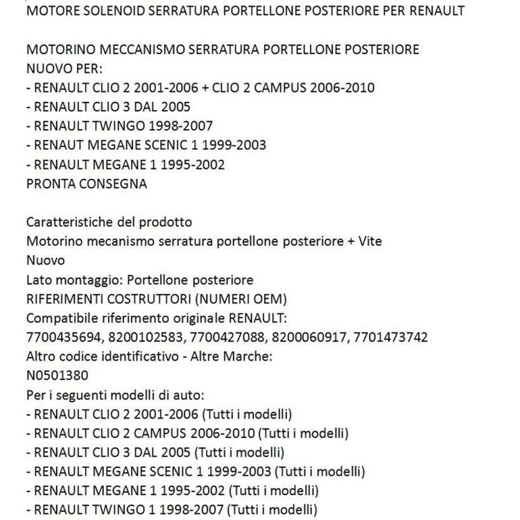 Tailgate Central Locking 8200102583 7700427088 8200060917 for Renault, For Renault