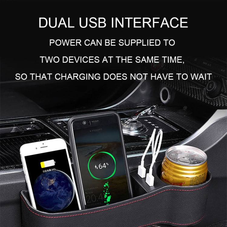 Car Multi-functional Co-pilot Seat Console PU Leather Box Cigarette Lighter Charging Pocket Cup Holder Seat Gap Side Storage Box, Co-pilot Seat