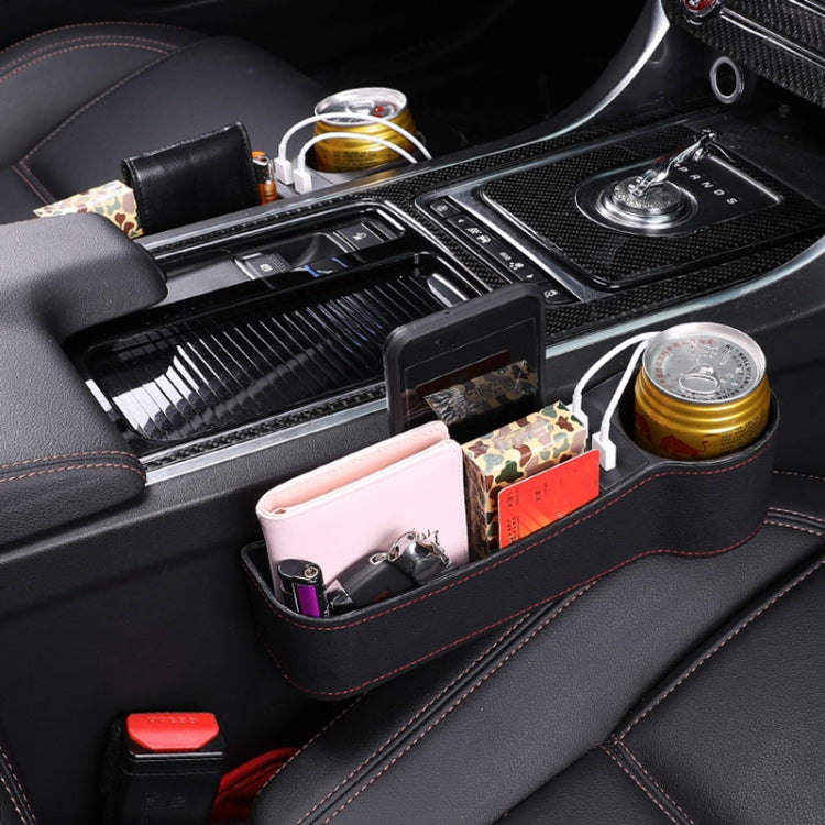 Car Multi-functional Co-pilot Seat Console PU Leather Box Cigarette Lighter Charging Pocket Cup Holder Seat Gap Side Storage Box, Co-pilot Seat