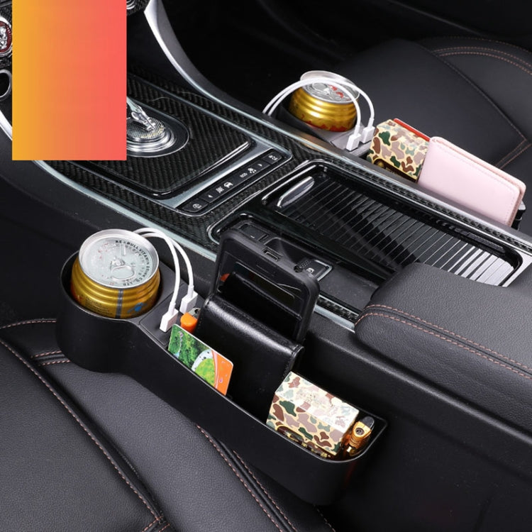 Car Multi-functional Driver Seat Console PU Leather Box Cigarette Lighter Charging Pocket Cup Holder Seat Gap Side Storage Box, Driver Seat