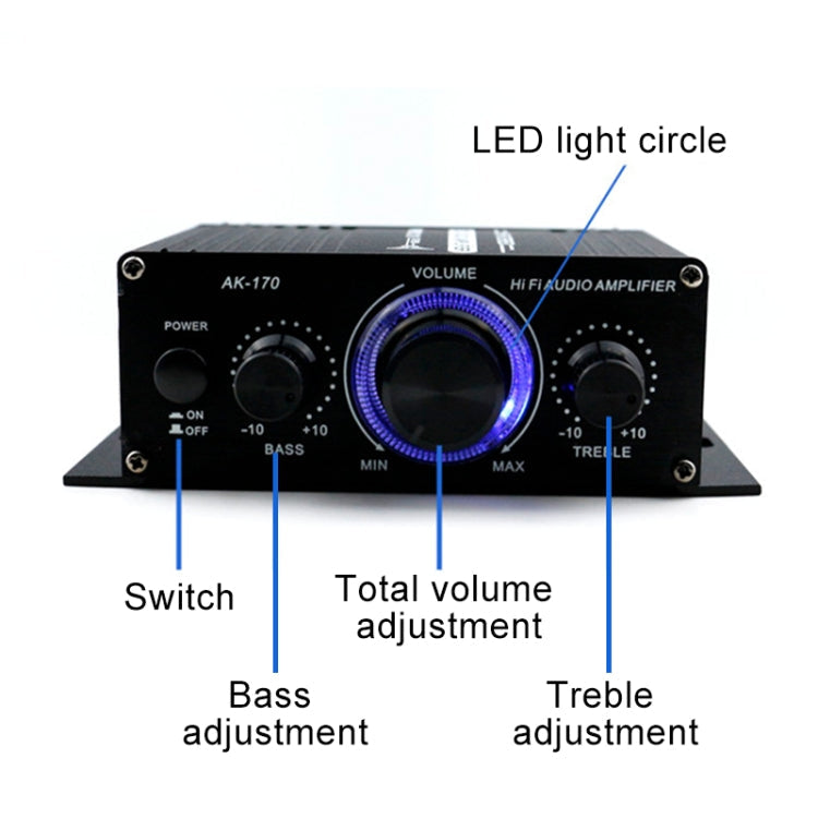 AK170 Car Mini HIFI Amplifier Audio DC 12V, AK170