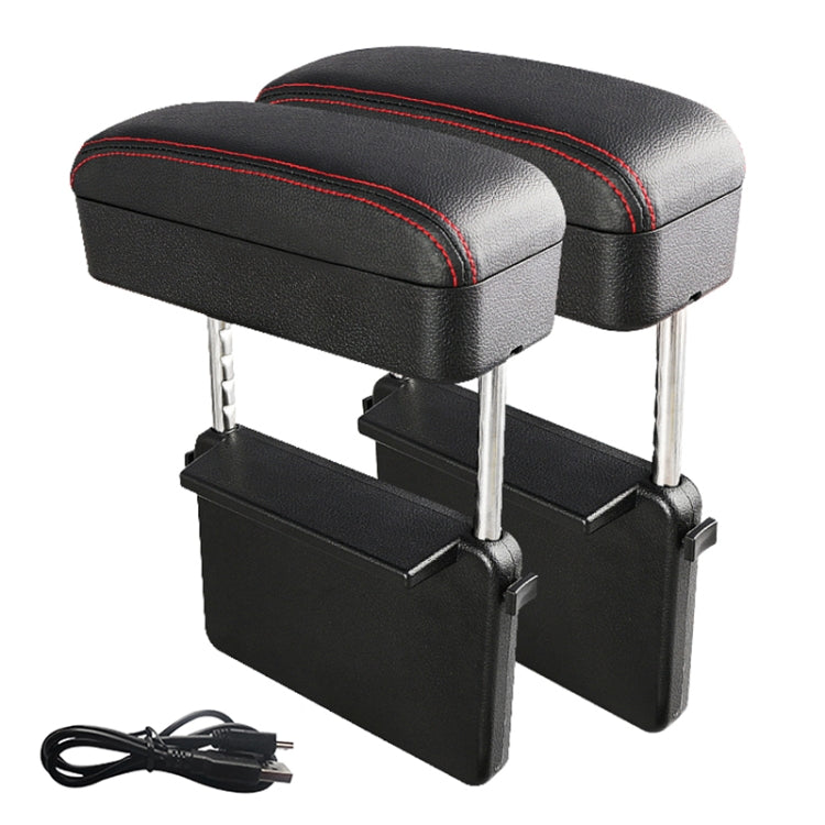 2 PCS Universal Car Wireless Qi Standard Charger PU Leather Wrapped Armrest Box Cushion Car Armrest Box Mat with Storage Box, 2pcs(Grey), 2pcs(Beige), 2pcs(Brown), 2pcs(Black), 2pcs(Black Red), 2pcs(Black White)