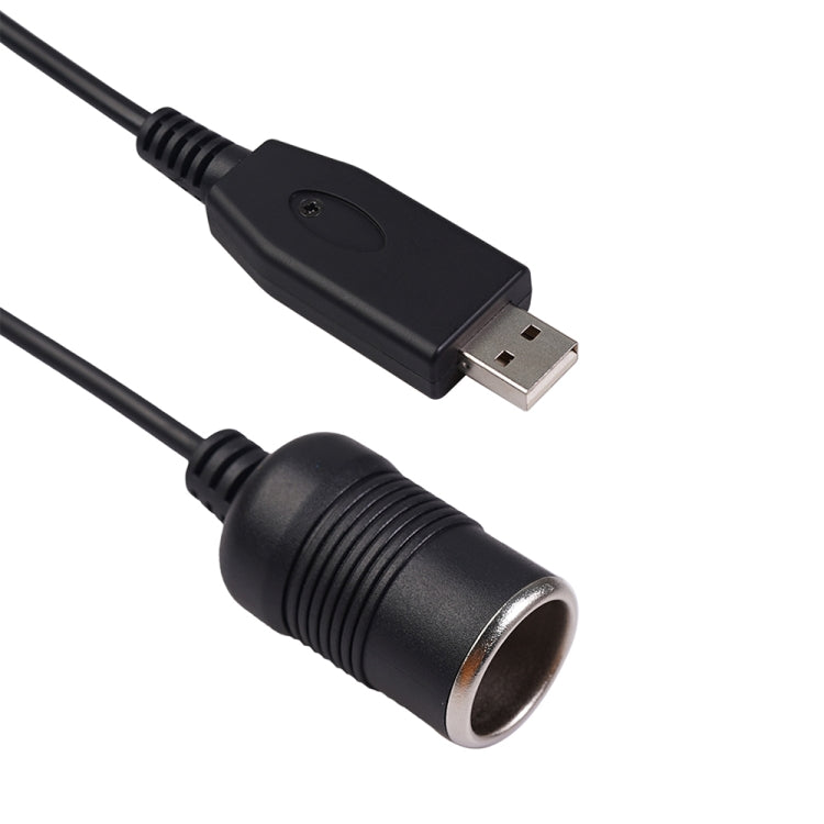 Car Converter USB Port to Car Cigarette Lighter Socket Female 5V to 12V Boost Power Adapter Cable (Black)