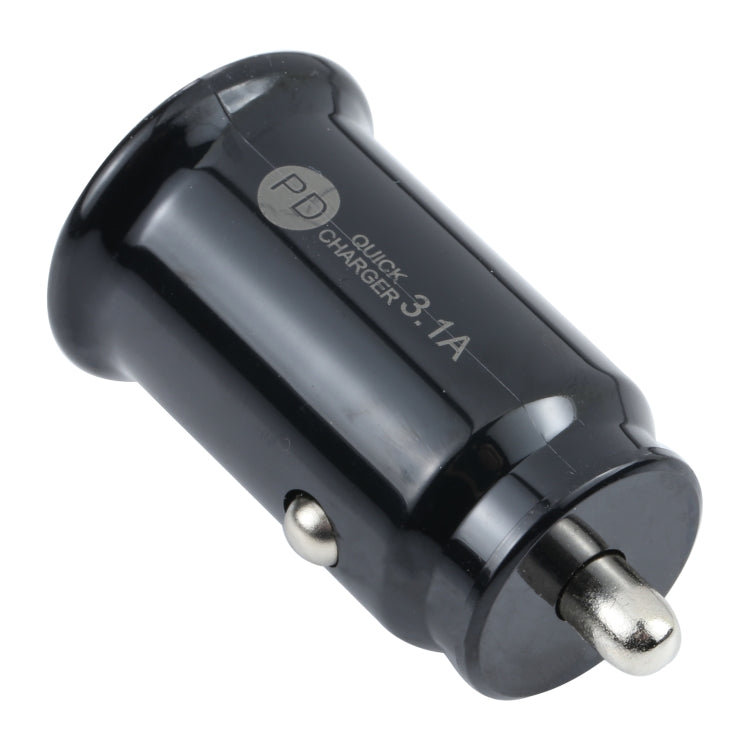 TE-339PD 3.1A PD USB-C / Type-C  USB Interface Mini Fast Charging Car Charger(Black)