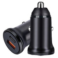 PD 20W USB-C / Type-C  QC 3.0 USB Interface Fast Charging Car Charger (Black)