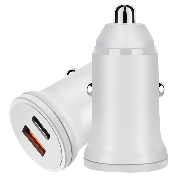 PD 20W USB-C / Type-C  QC 3.0 USB Interface Fast Charging Car Charger (White)
