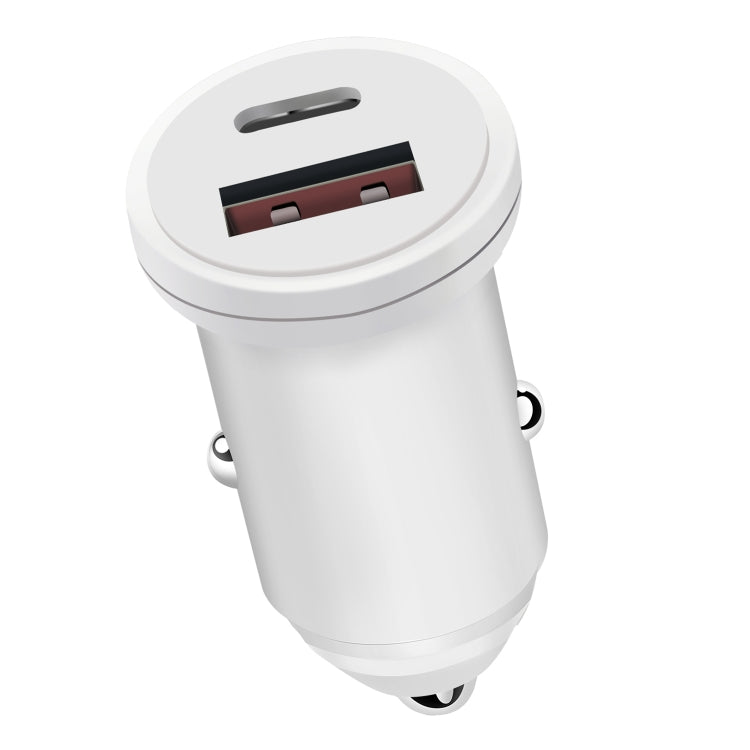 PD 20W USB-C / Type-C  QC 3.0 USB Interface Fast Charging Car Charger (White)