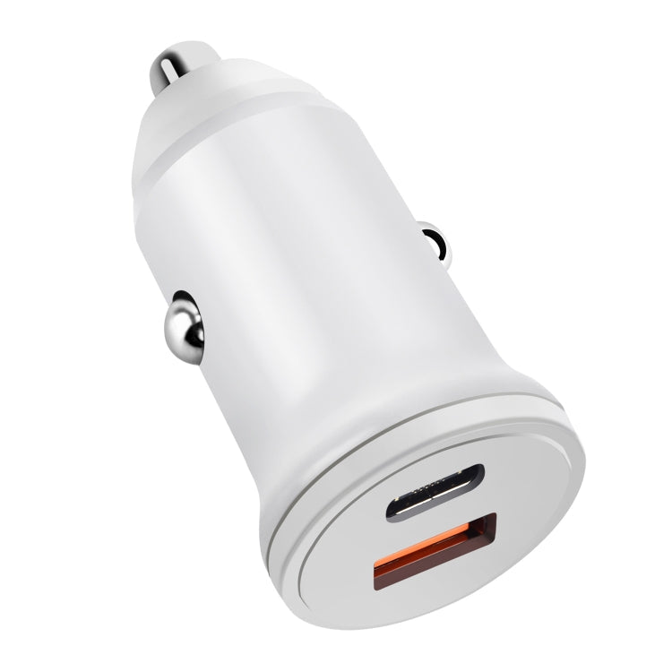 PD 20W USB-C / Type-C  QC 3.0 USB Interface Fast Charging Car Charger (White)