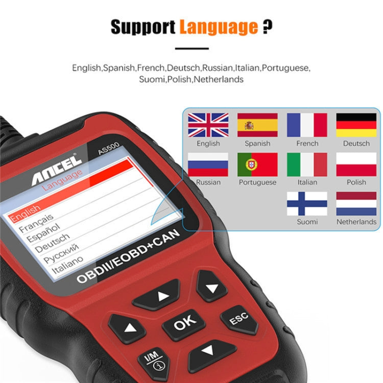 Ancel AS500 OBDII Scanner Engine Reader Car Diagnostics Tool, AS500