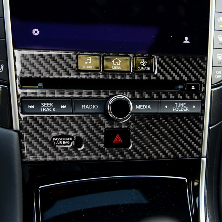 Car Carbon Fiber CD  Console Panel Decorative Sticker for Infiniti Q50 / Q60 2014-2020, CD Console Panel  (B)