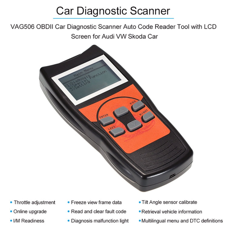 VAG506 Car Mini Code Reader OBD2 Fault Detector Diagnostic Tool, VAG506