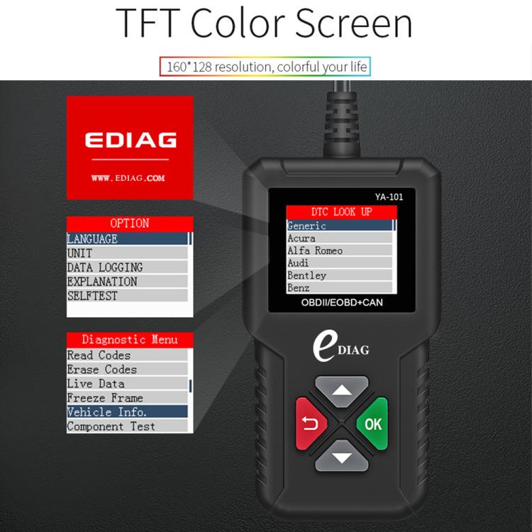 YA101 Car Mini Code Reader OBD2 Fault Detector Diagnostic Tool, YA101