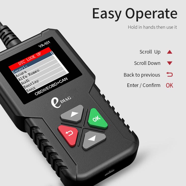 YA101 Car Mini Code Reader OBD2 Fault Detector Diagnostic Tool, YA101