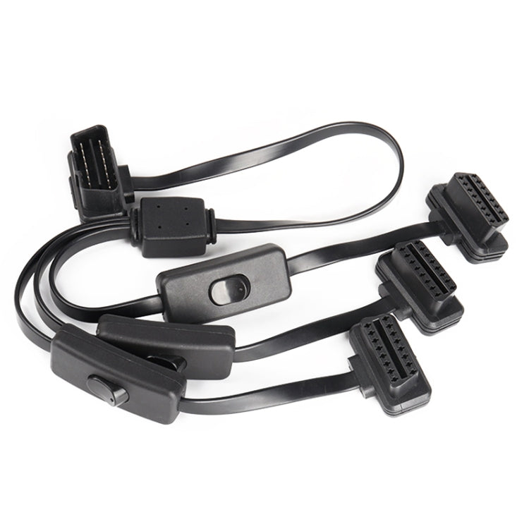 16PIN Car Ultra-thin OBD Diagnostic Extended Cable OBD2 Cable with Switch, 16PIN 3 in 1