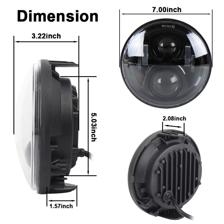 7 inch Round LED Motorcycle Headlight Modified Spotlight for Honda, For Honda, For Honda Silver