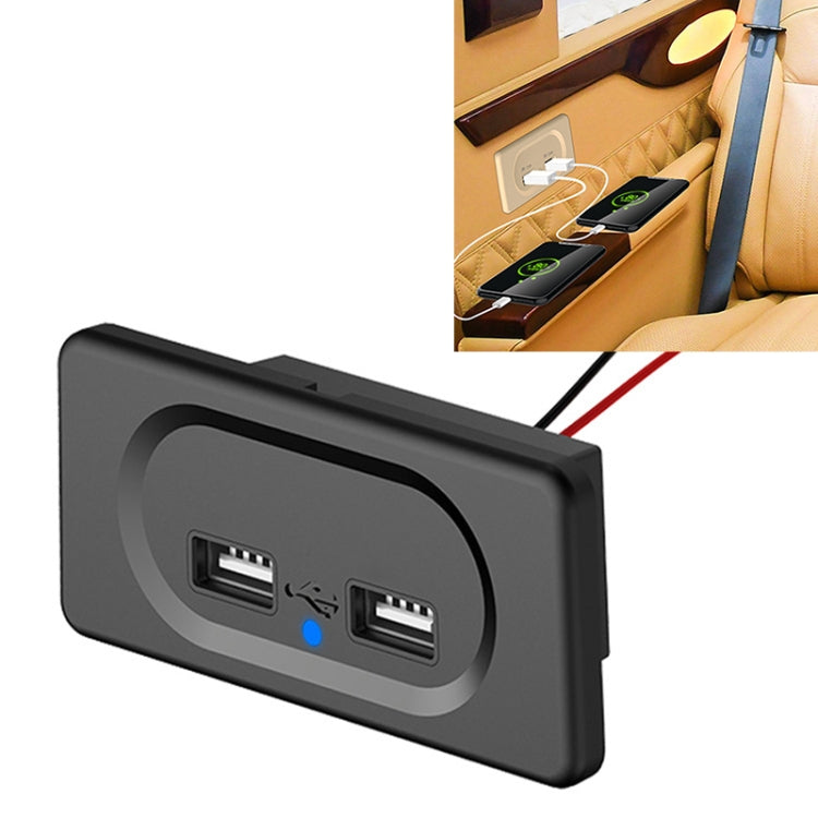 4.8A Short Cable RV Bus Modified Car Charger Dual USB Charger