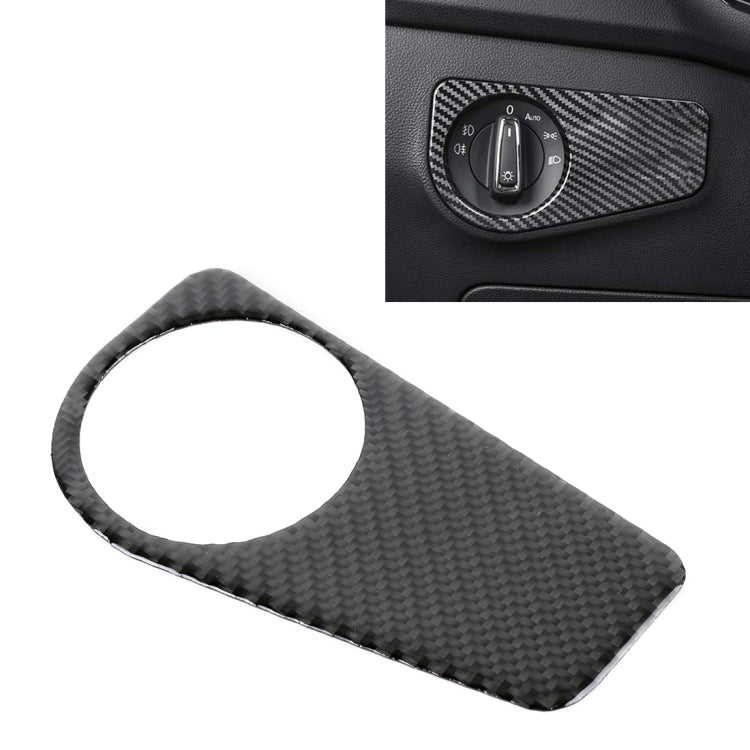 Car Carbon Fiber Headlight Switch Panel Decorative Sticker for Volkswagen Tiguan L 2019-2021, Low Configuration, Headlight Switch, Low Configuration