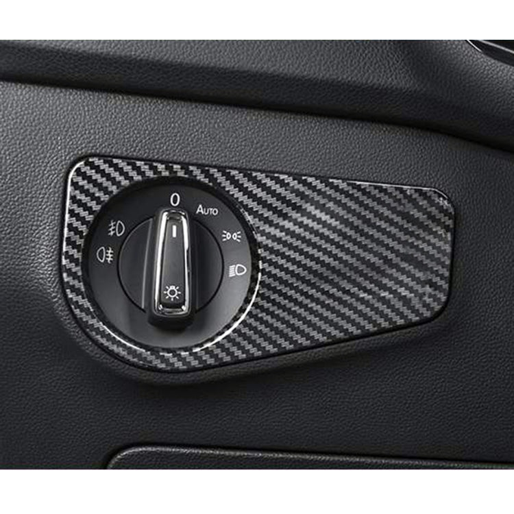 Car Carbon Fiber Headlight Switch Panel Decorative Sticker for Volkswagen Tiguan L 2019-2021, Low Configuration, Headlight Switch, Low Configuration