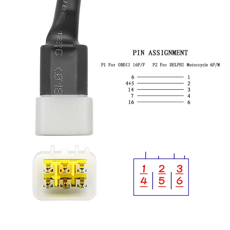 DELPHI Motorcycle OBD Female to 6PIN Connector Cable , 6PIN