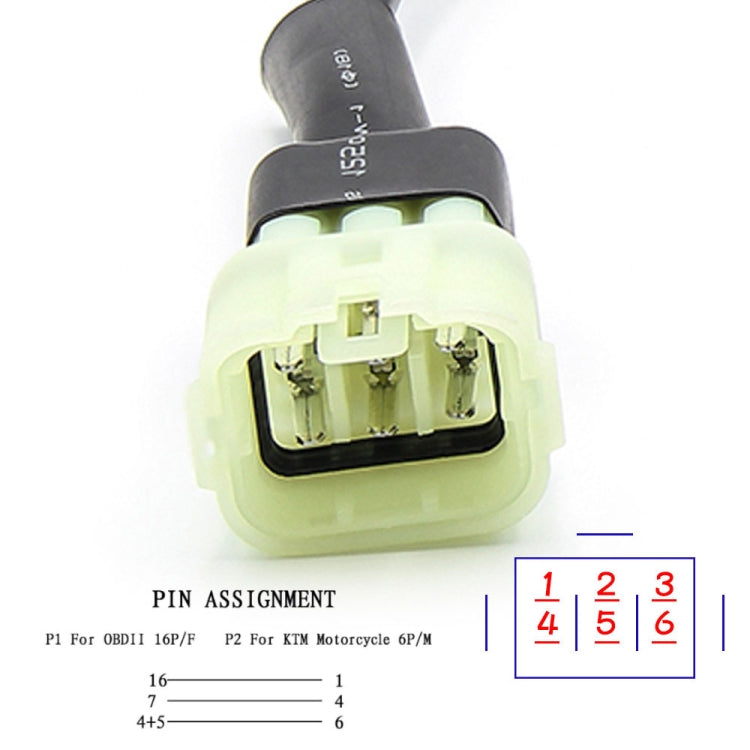 Motorcycle OBD 16PIN Female to 6PIN Connector Cable for KTM, 16PIN to 6PIN, 16PIN Female to 6PIN