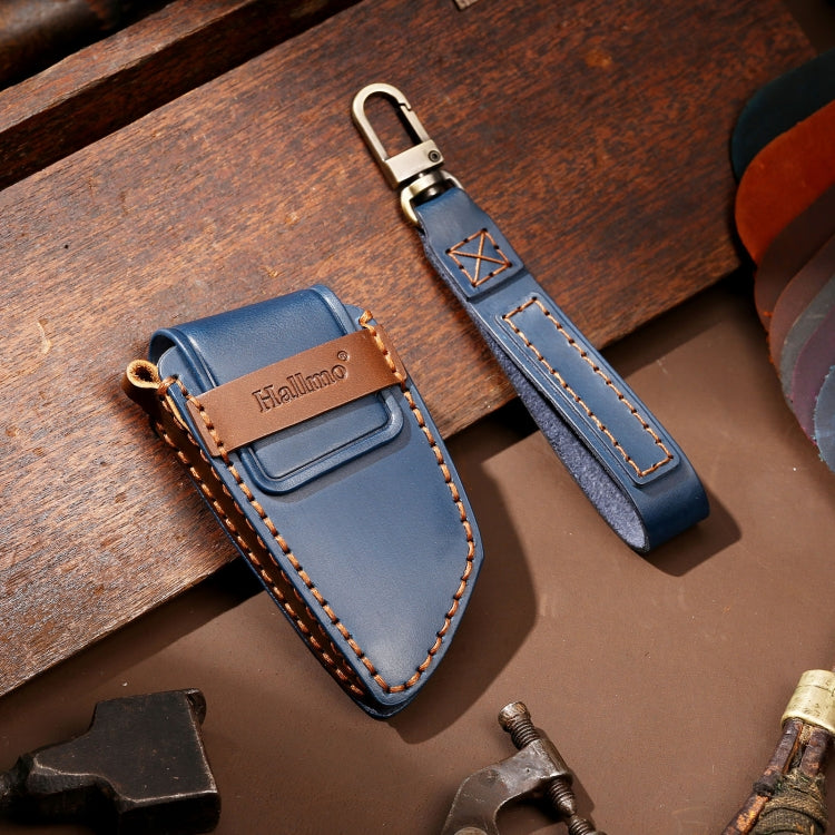 Hallmo Car Cowhide Leather Key Protective Cover Key Case for BMW Blade Style, For BMW Blade Style