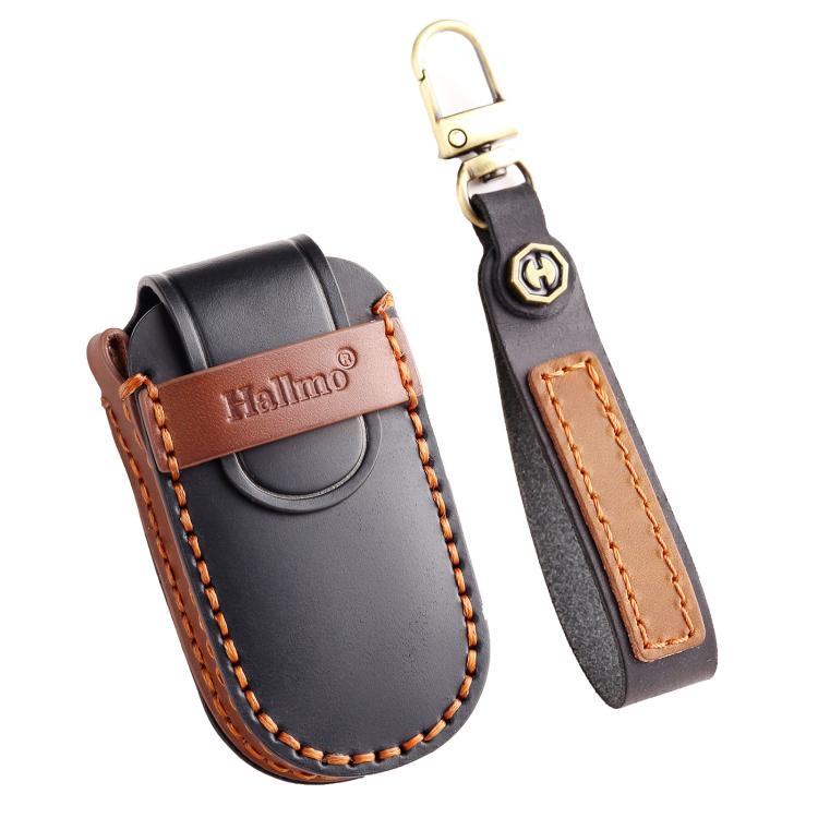 Hallmo Car Cowhide Leather Key Protective Cover Key Case for Jeep Compass, For Jeep Compass