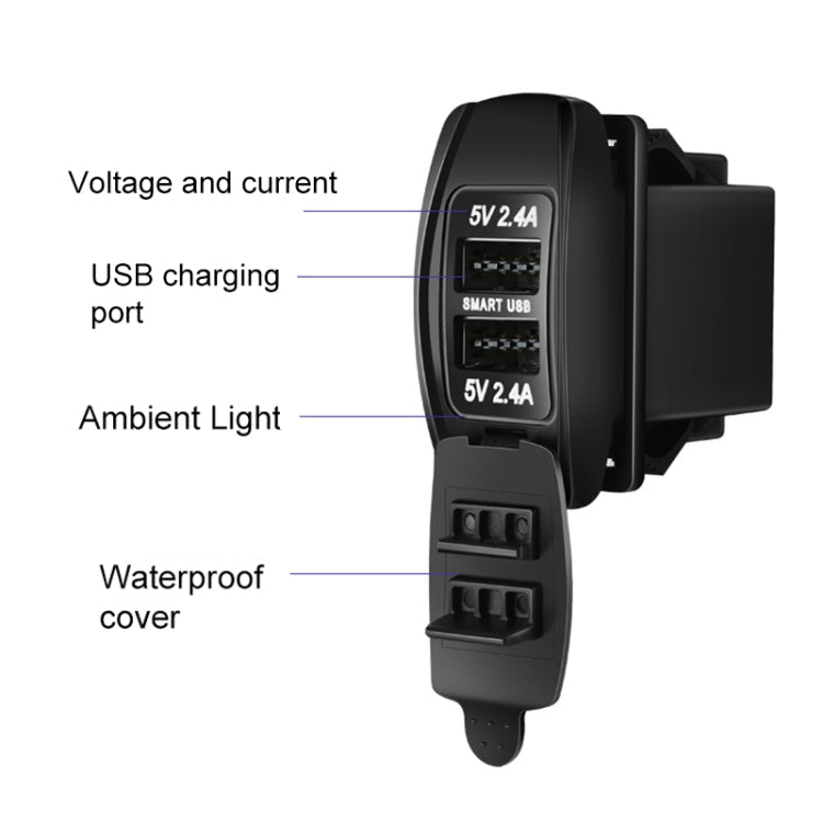 Car 4.8A Double-sided Mobile Phone Charger, 4.8A
