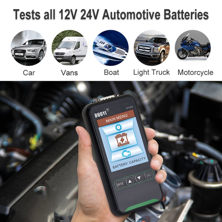 DUOYI DY222 Car 12V / 24V Battery Tester, DY222