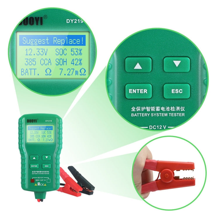 DUOYI DY219A Car 12V / 24V Digital Battery Analyzer Fault Diagnostic Device, DY219A