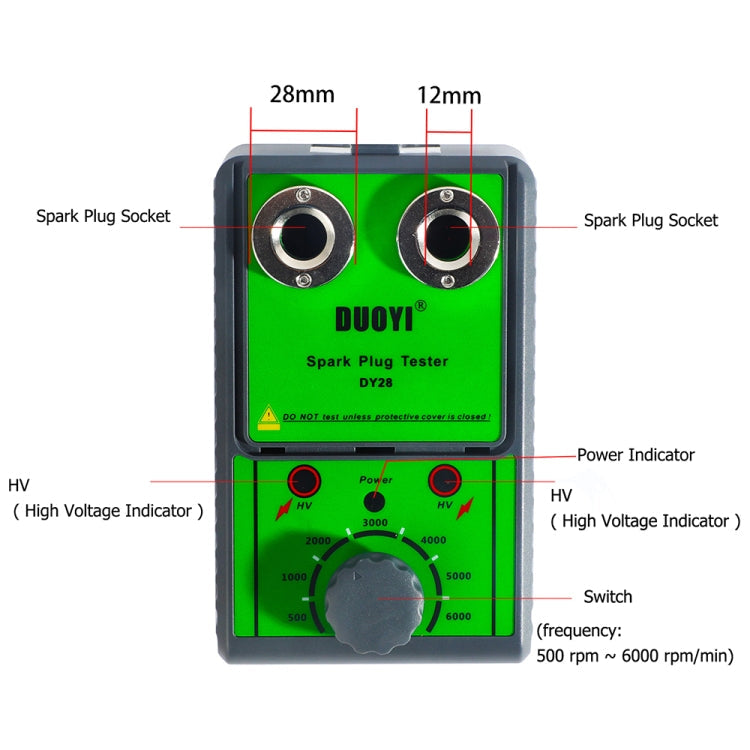 DUOYI DY28 Car Double Hole Spark Plug Tester, US Plug, DUOYI US Plug