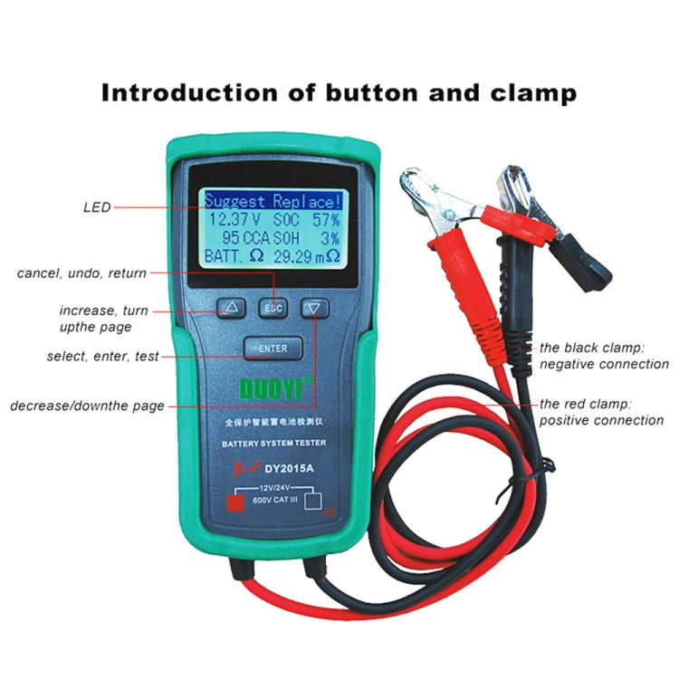 DUOYI DY2015A Car 12V 24V Digital CCA Load Battery Charging Digital Capacity Tester, DY2015A