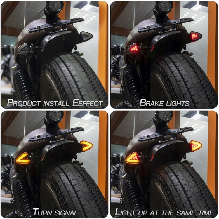 2 PCS KC018A Motorcycle Triangular V-shaped Two-color LED Brake Turn Signal Light