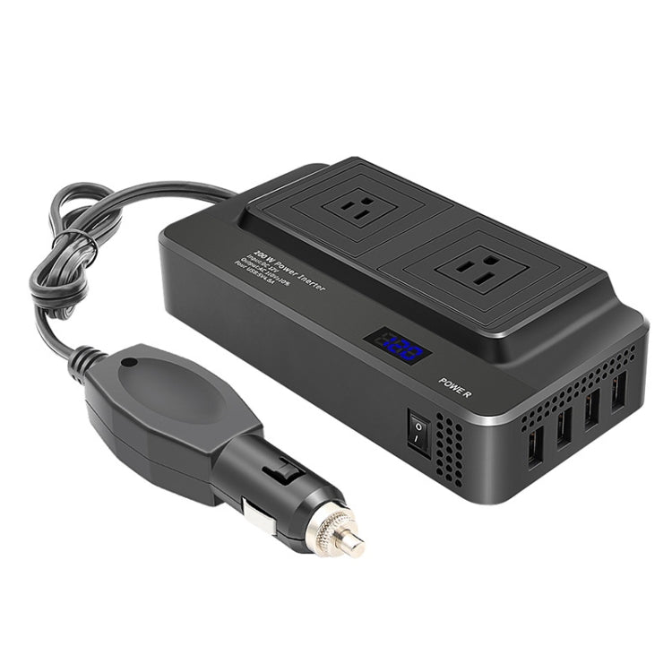 DC12V 200W AC110V Car Smart Multi-functional Digital Display Inverter, US Plug, US Plug