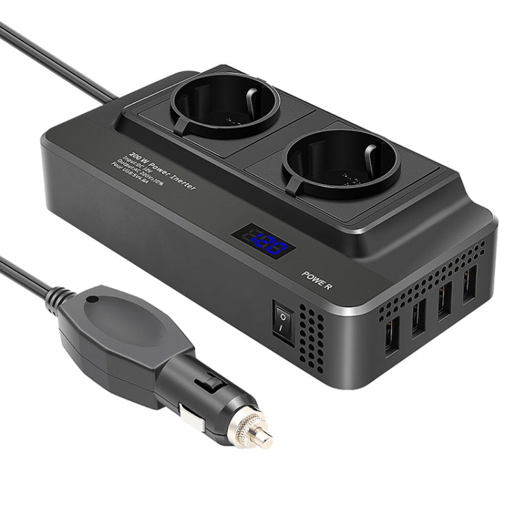 DC12V 200W AC220V Car Smart Multi-functional Digital Display Inverter, EU Plug, EU Plug