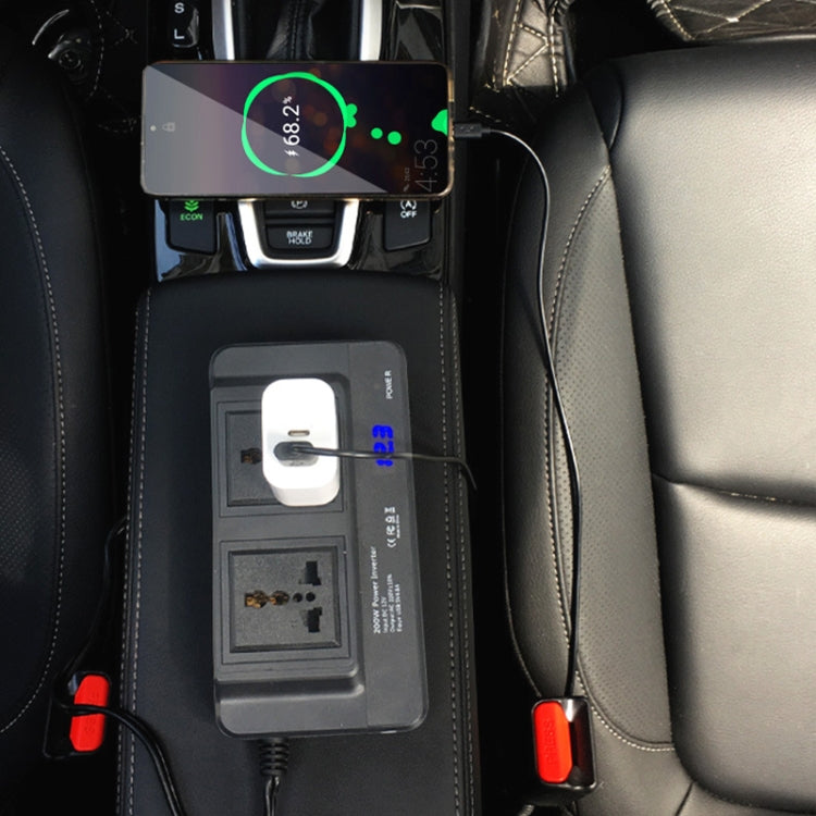 DC12V 200W AC220V Car Smart Multi-functional Digital Display Inverter, EU Plug, EU Plug